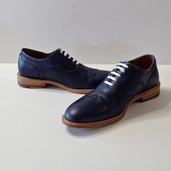 Johnston & Murphy Navy Blue Full Grain Leather Preppy Wingtip Oxfords Size 8 main image 9